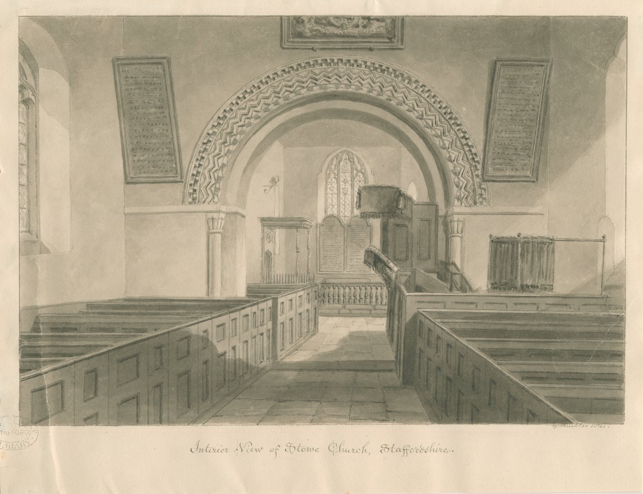 Interior of Stowe Church by George Buckler
