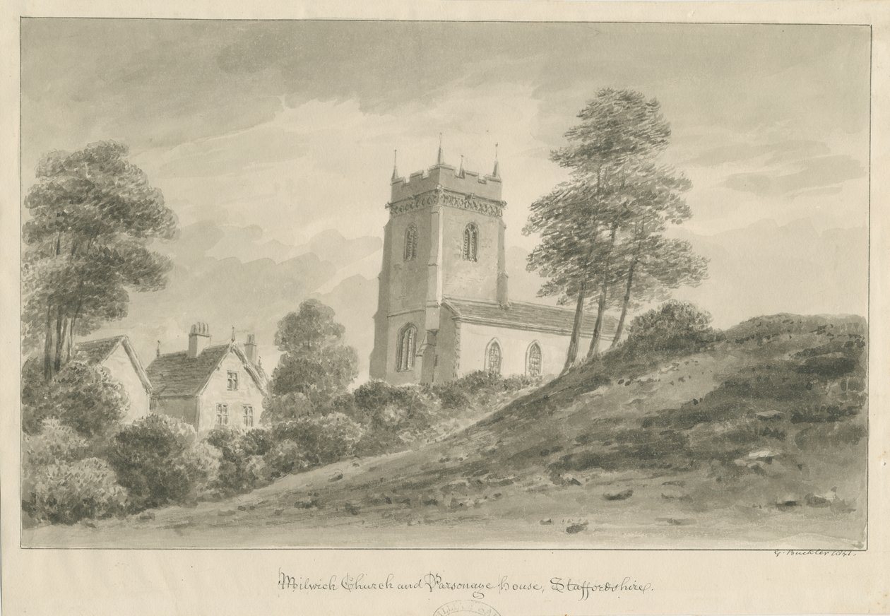 Milwich Church and Parsonage House by George Buckler