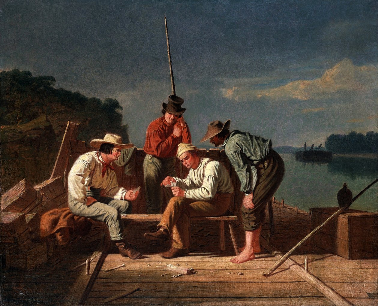 In a Quandary, or Mississippi Raftsmen at Cards by George Caleb Bingham