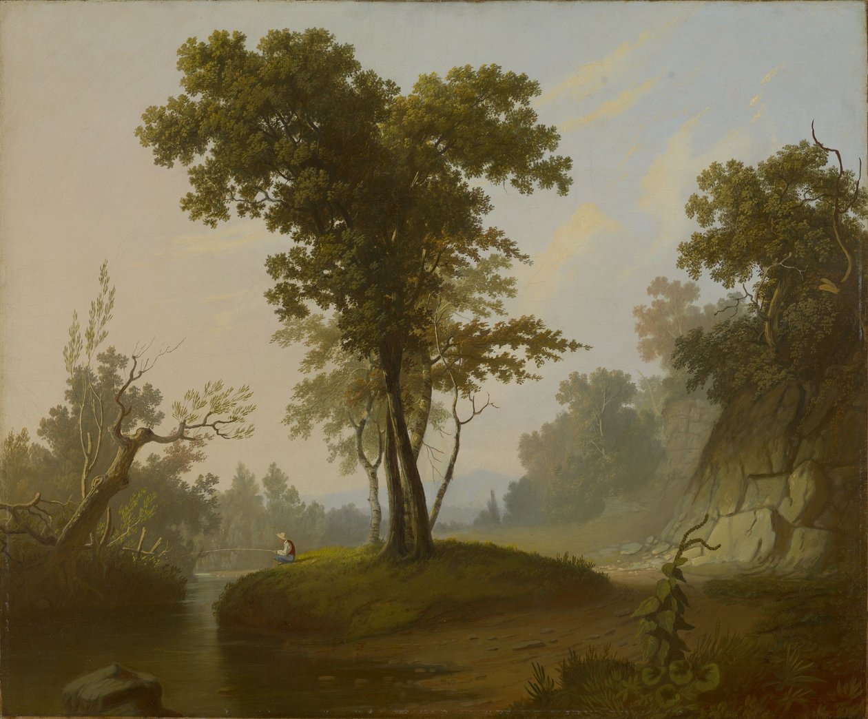 Landscape with Fisherman by George Caleb Bingham