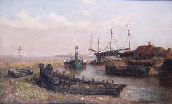 The Mouth of the River Freshney, near Grimsby, Lincolnshire by George Cammidge