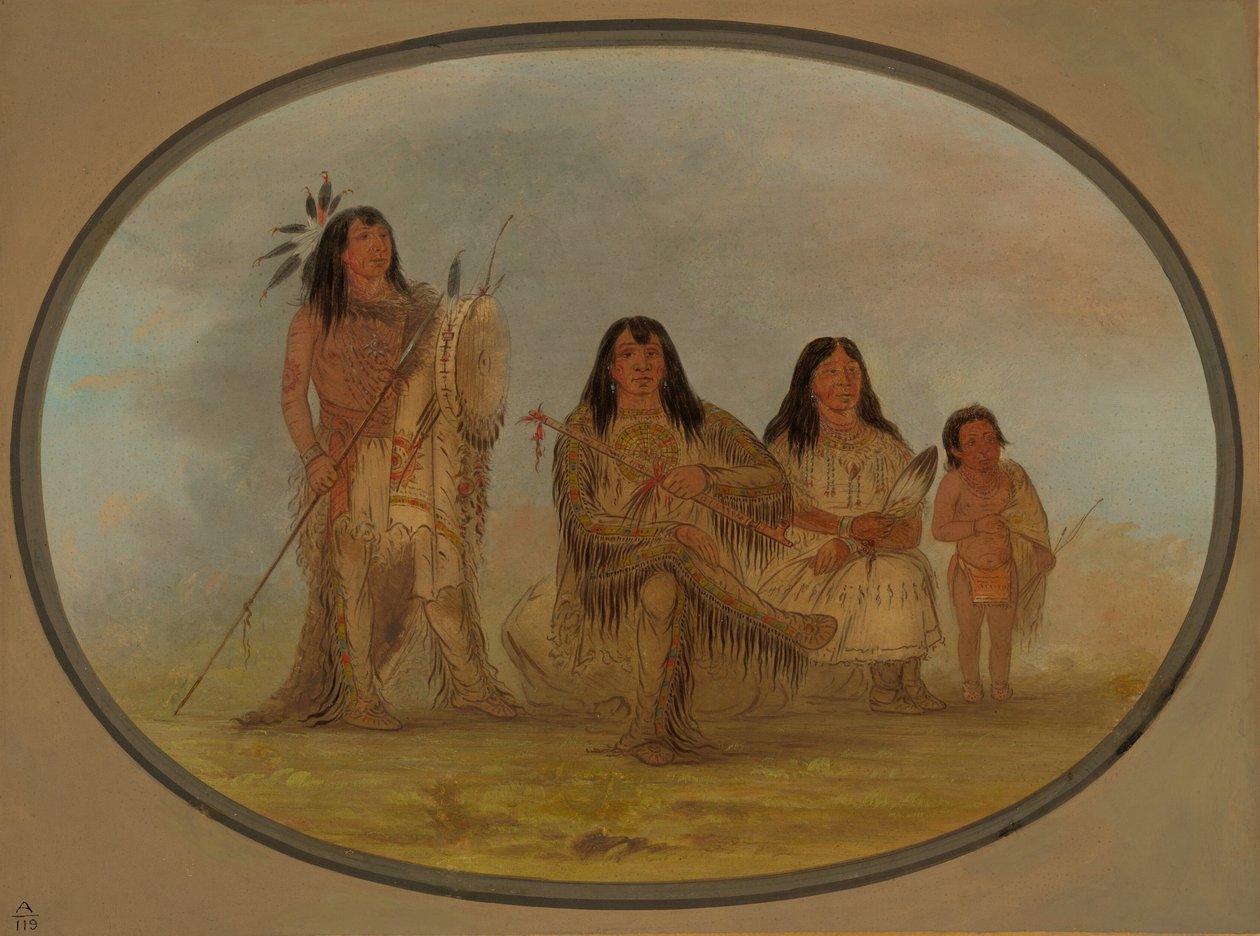 A Blackfoot Chief, His Wife, and a Medicine Man by George Catlin