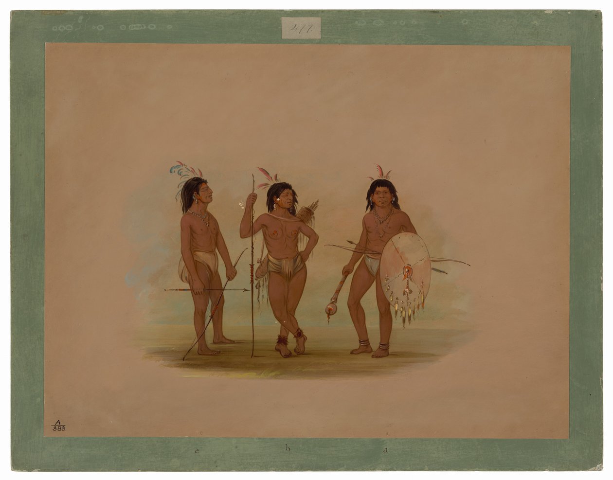 A Puelchee Chief and Two Young Warriors by George Catlin