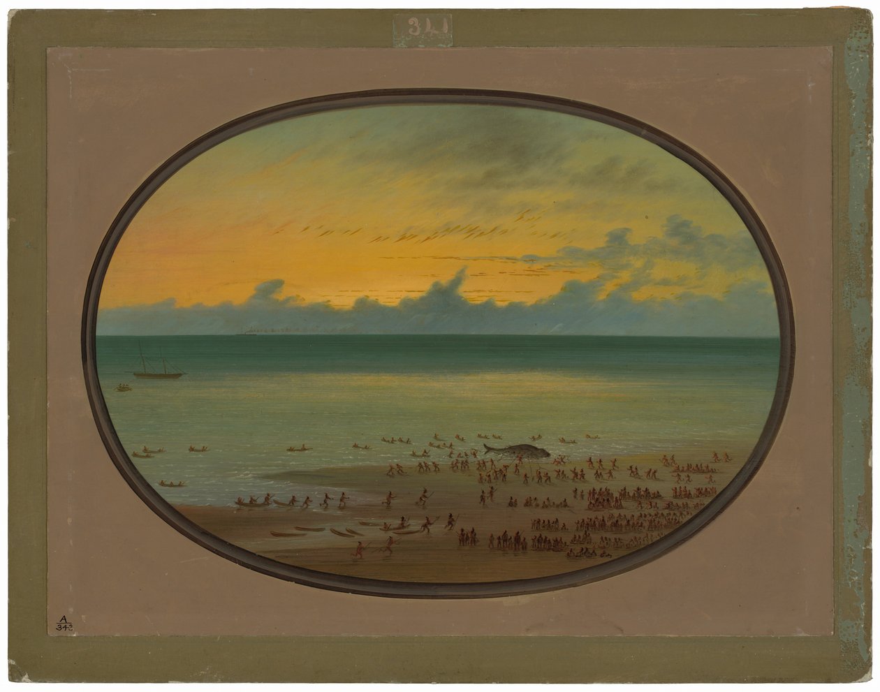 A Whale Ashore - Klahoquat by George Catlin