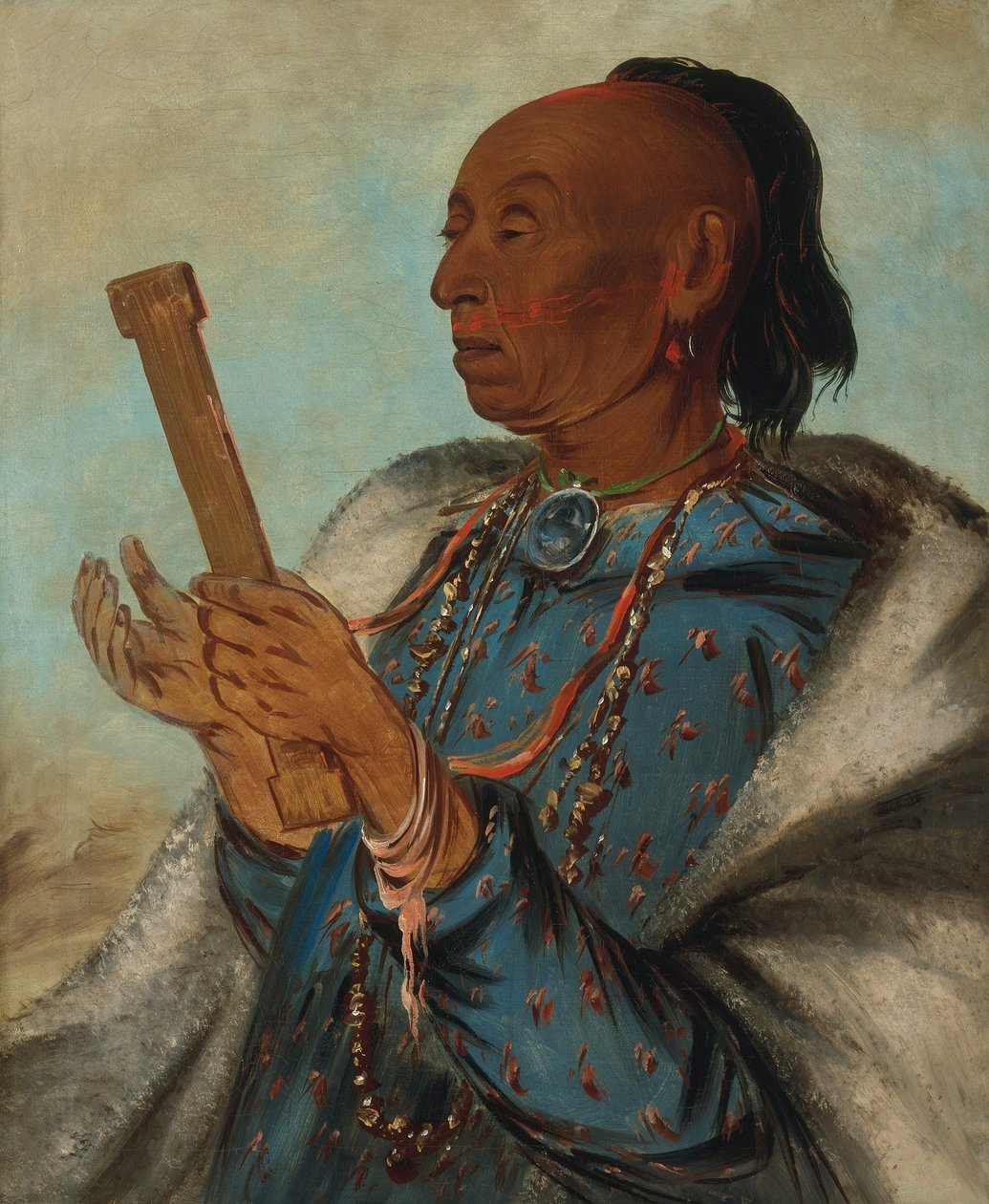 Ah-tón-we-tuck, Cock Turkey, Repeating His Prayer by George Catlin