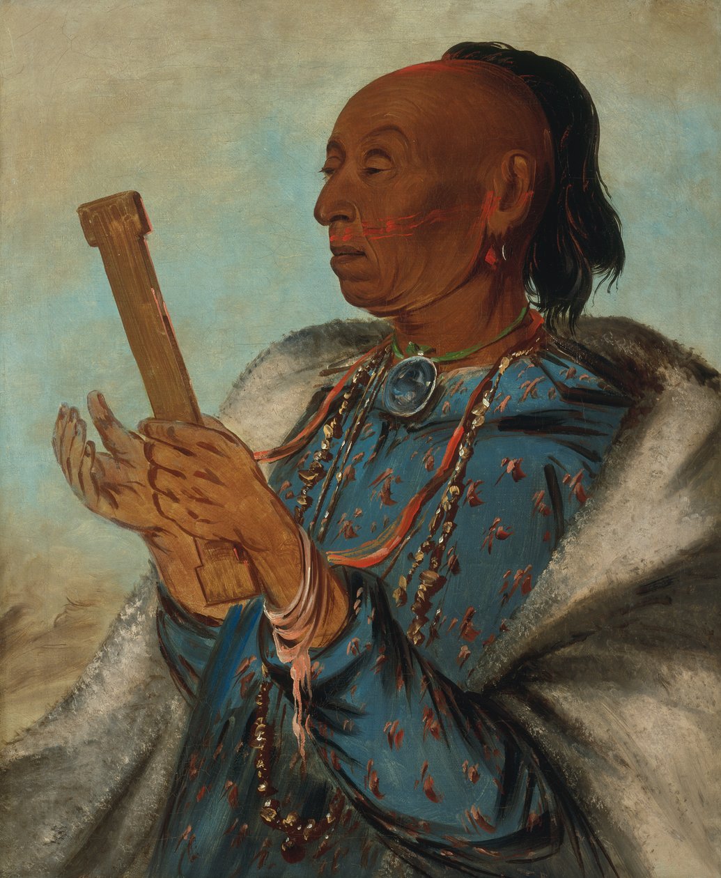 Ah-tón-we-tuck, Cock Turkey, Repeating His Prayer by George Catlin