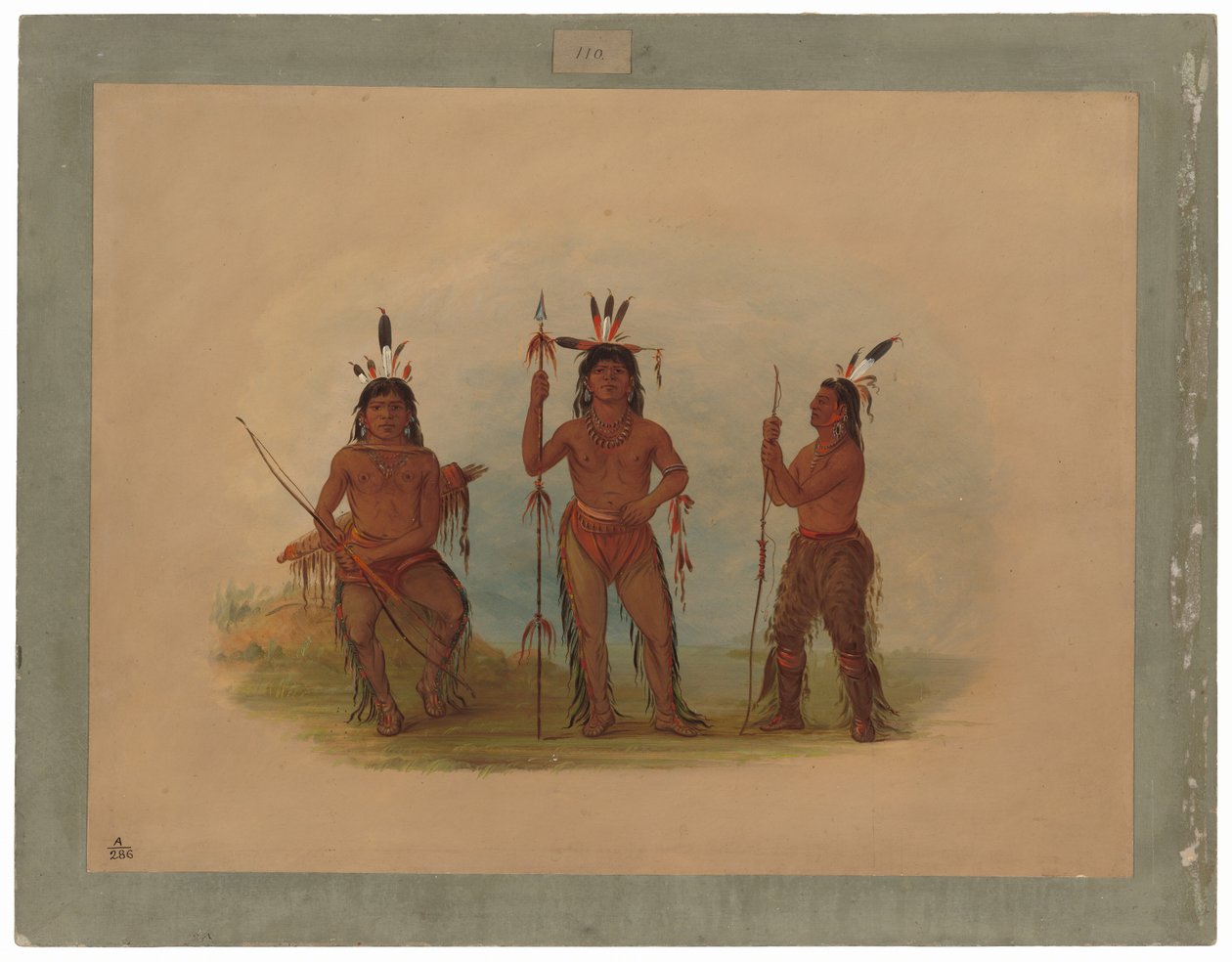 Alaeutian Chief and Two Warriors by George Catlin