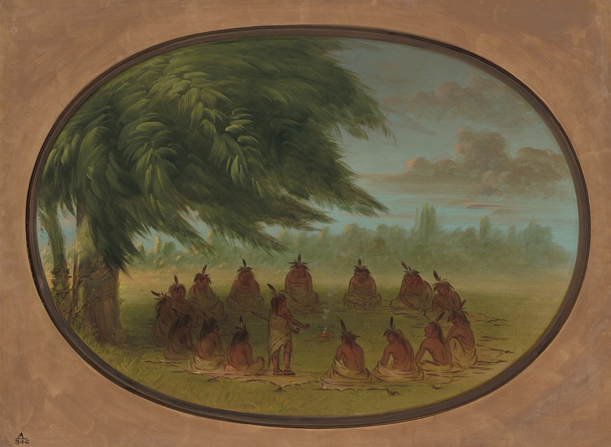 An Indian Council - Sioux by George Catlin