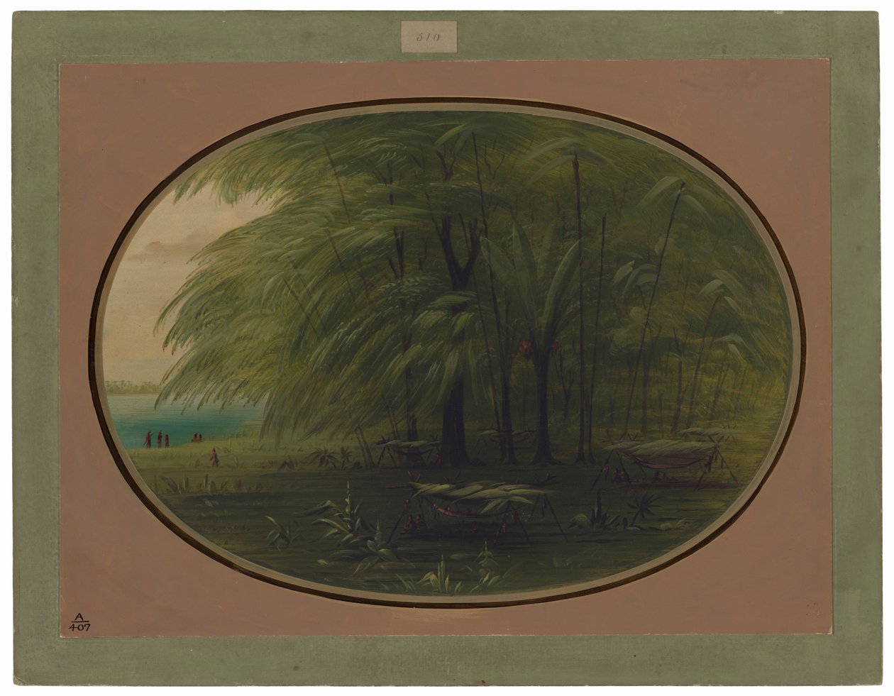 An Indian Village - Shore of the Amazon by George Catlin