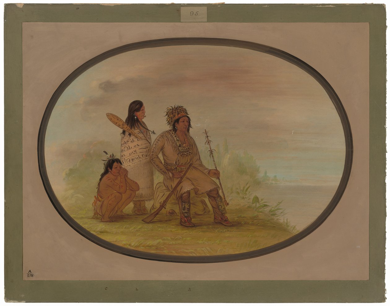 An Old Nayas Indian, His Granddaughter, and a Boy by George Catlin