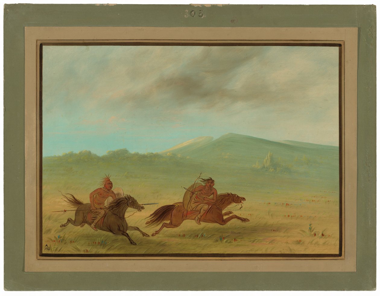 An Osage Indian Pursuing a Comanche by George Catlin
