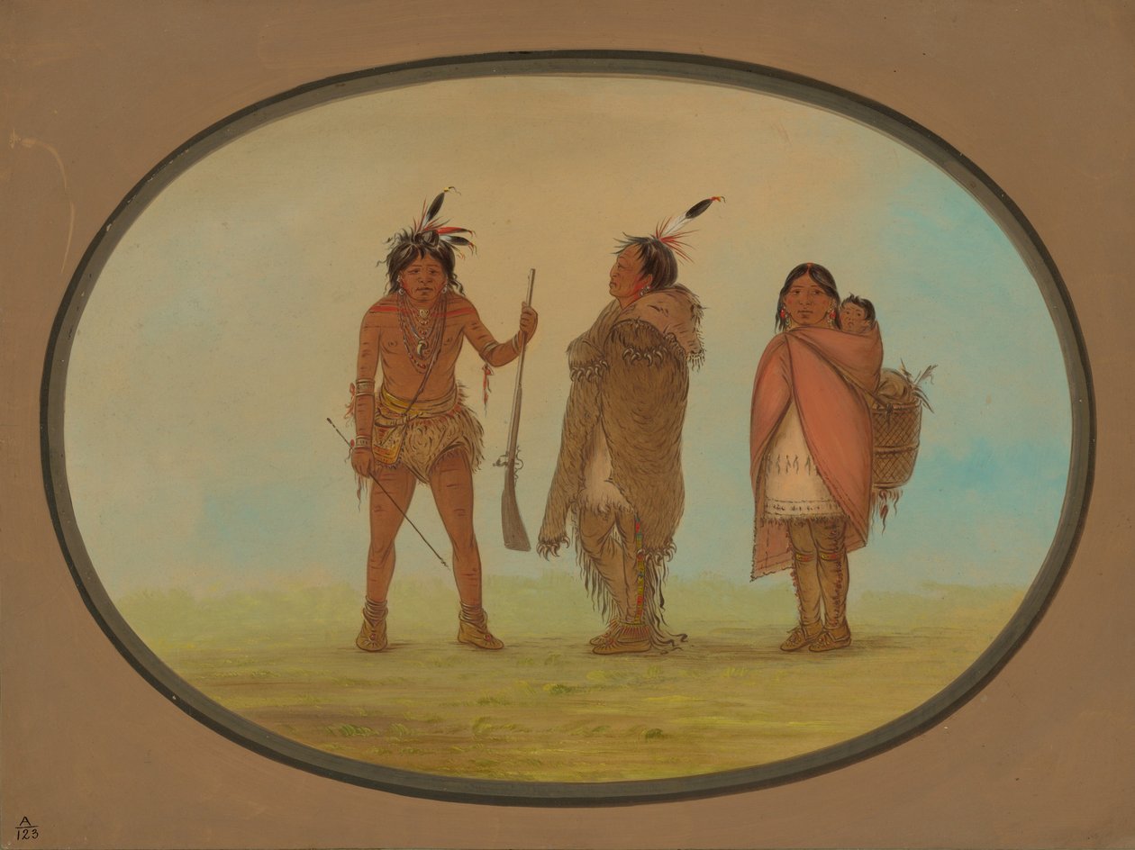 Arapaho Chief, His Wife, and a Warrior by George Catlin