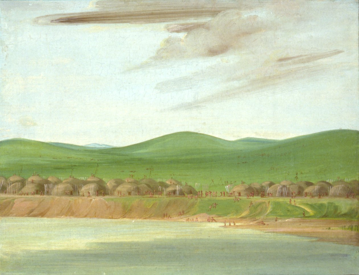Arikara Village of Earth-Covered Lodges, 1600 Miles above St. Louis by George Catlin