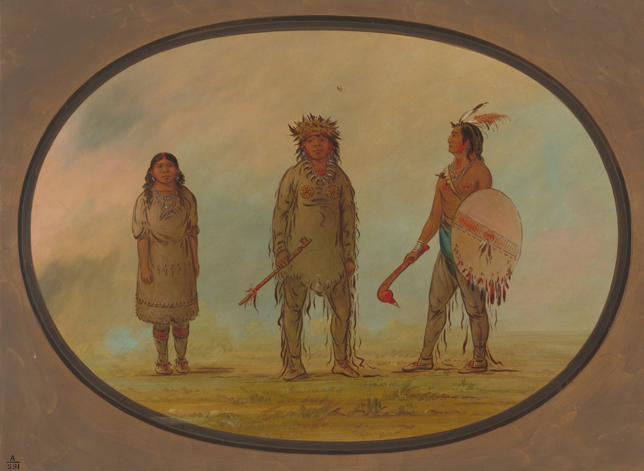 Athapasca Chief, His Wife, and a Warrior by George Catlin