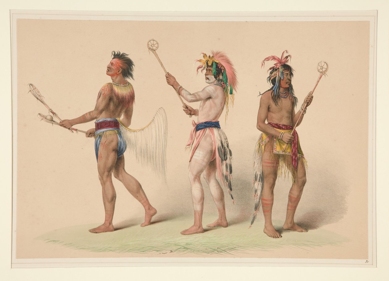 Ball Players, Plate 21 from the North American Indian Portfolio by George Catlin