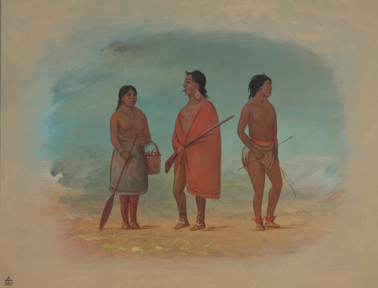 Botocudo Chief, His Wife, and a Young Man by George Catlin