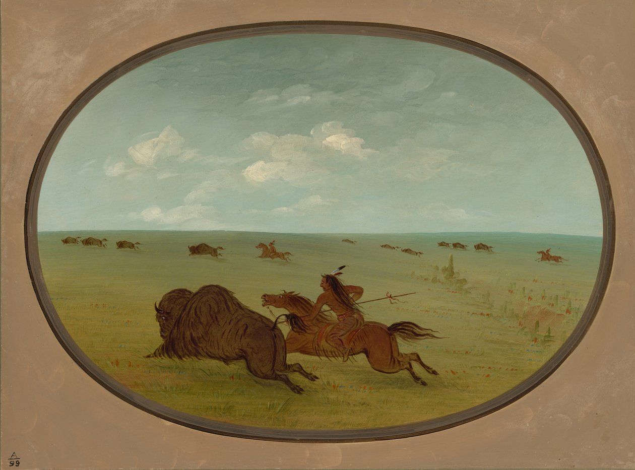 Buffalo Chase, Sioux Indians, Upper Missouri by George Catlin