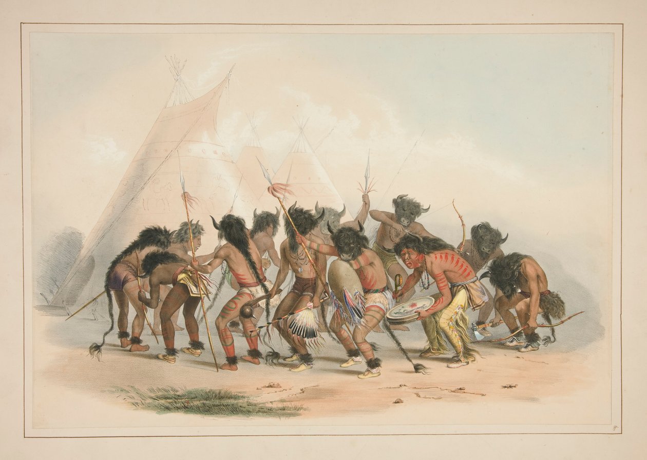 Buffalo Dance, plate 8 from the North American Indian Portfolio by George Catlin