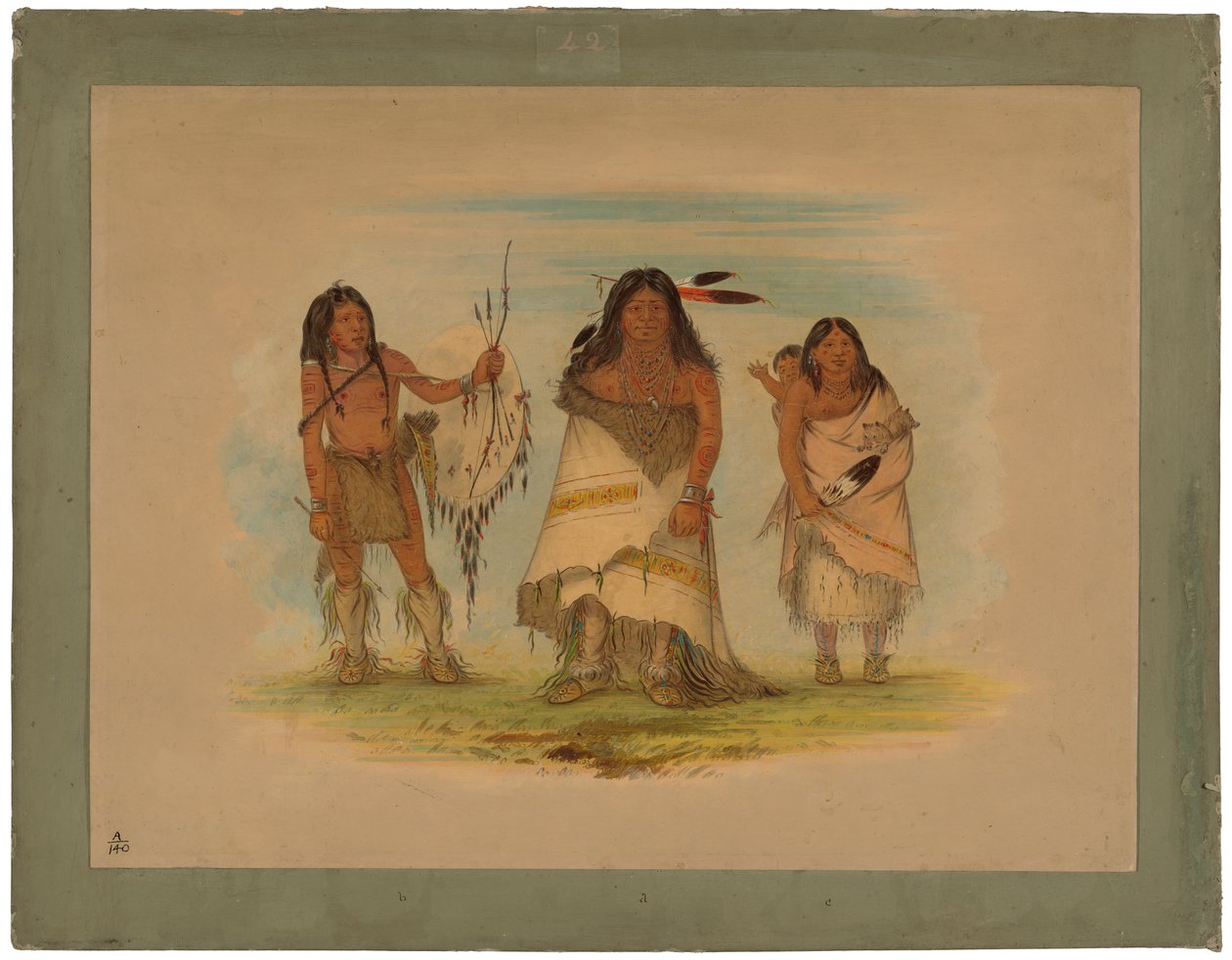 Camanchee Chief, His Wife and a Warrior by George Catlin