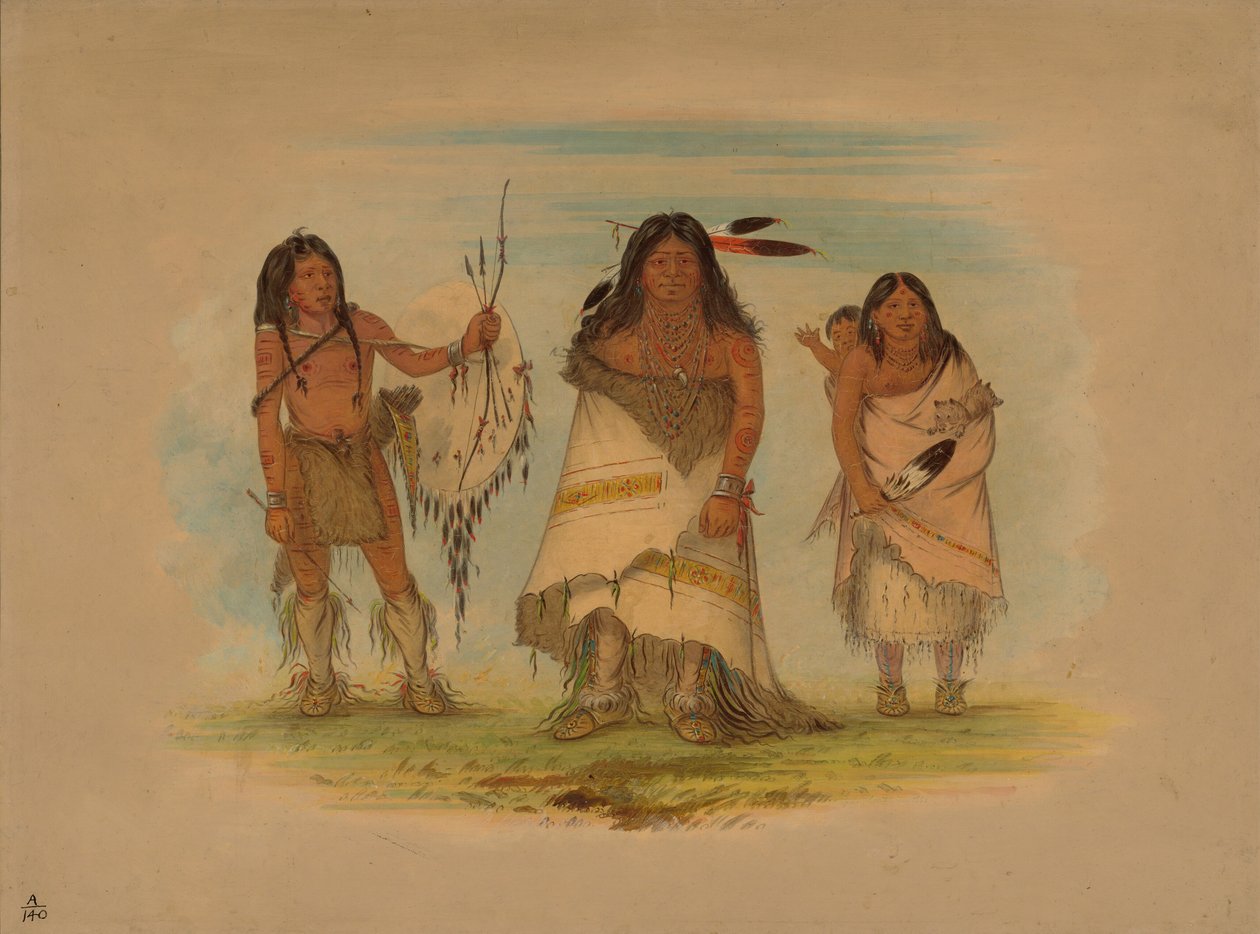 Camanchee Chief, His Wife, and a Warrior by George Catlin
