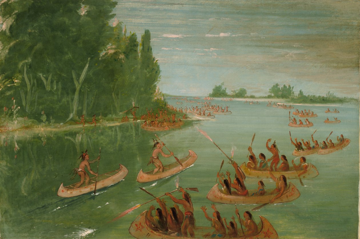Canoe Race Near Sault Ste. Marie by George Catlin