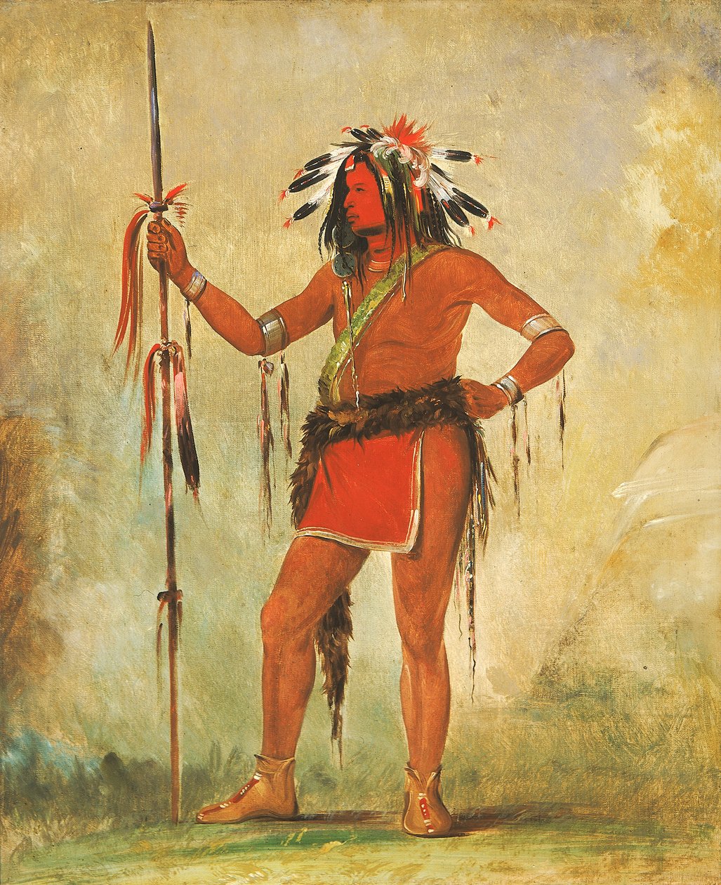 Cáh-be-múb-bee, He Who Sits Everywhere, a Brave, 1835 by George Catlin