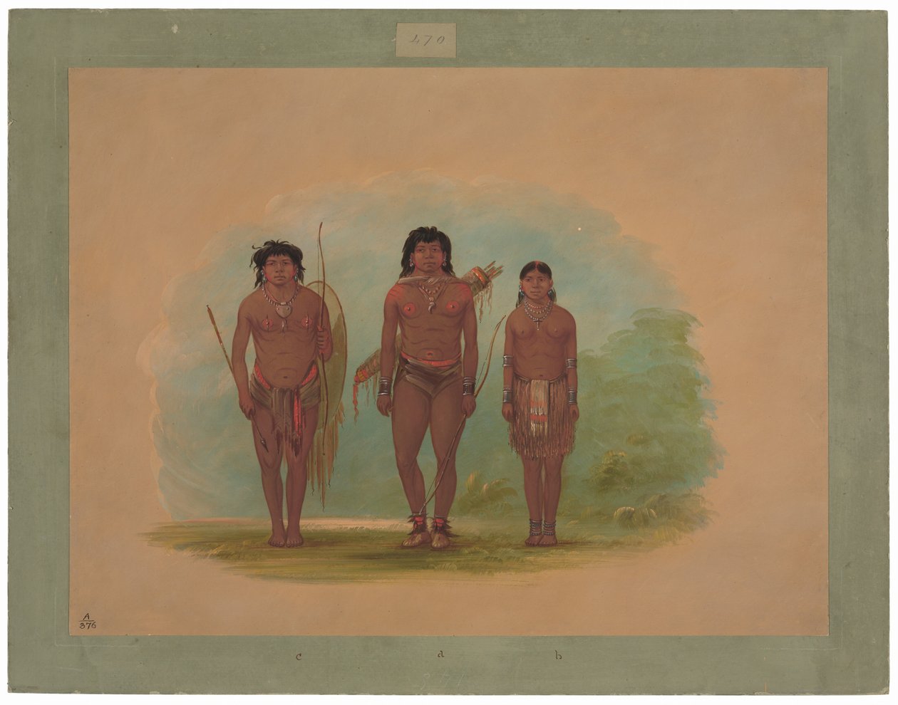 Chaco Chief, His Wife, and a Warrior by George Catlin