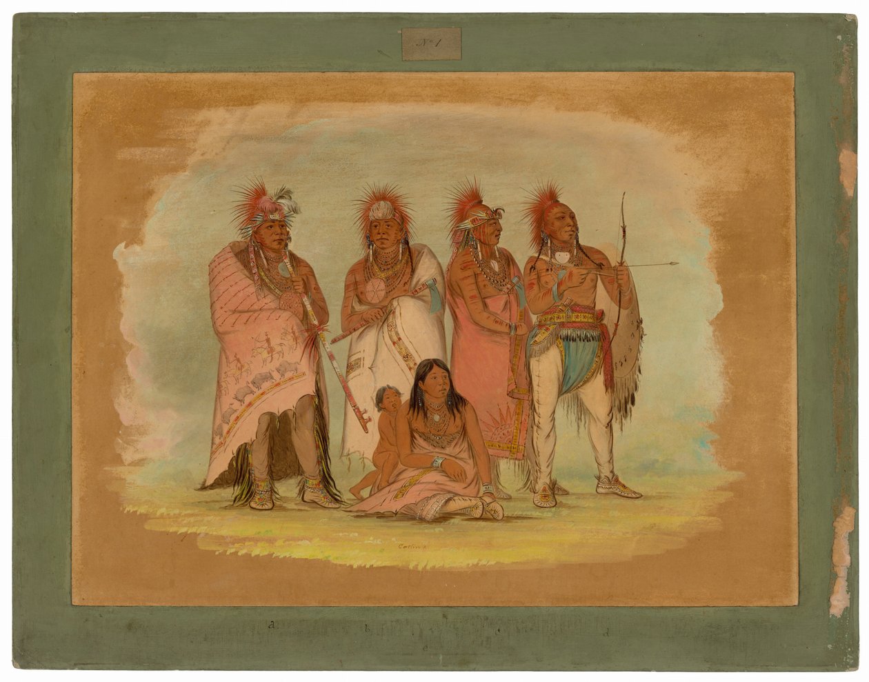 Chief and Members of the Konza Tribe by George Catlin