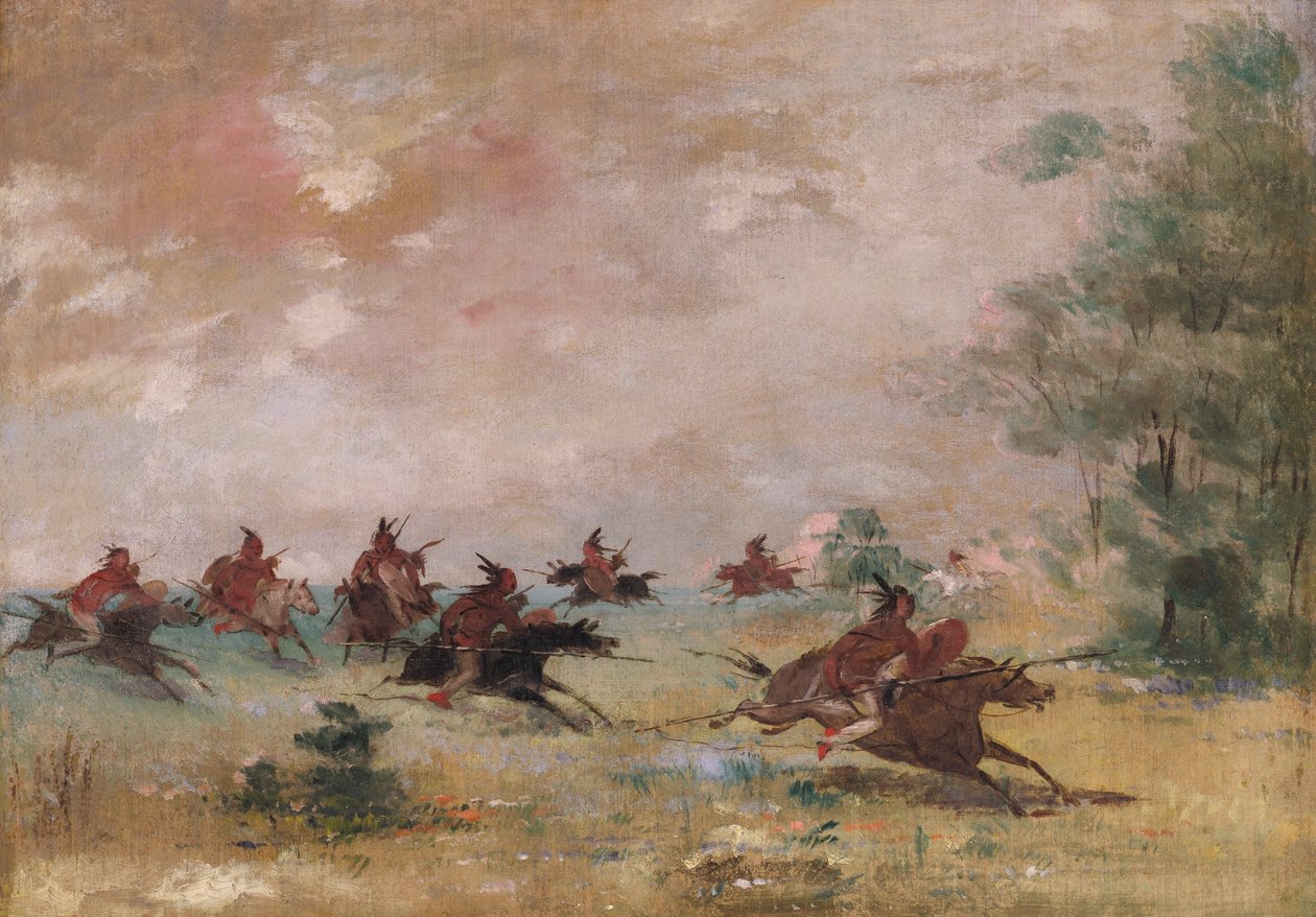 Comanche War Party, Mounted on Wild Horses by George Catlin