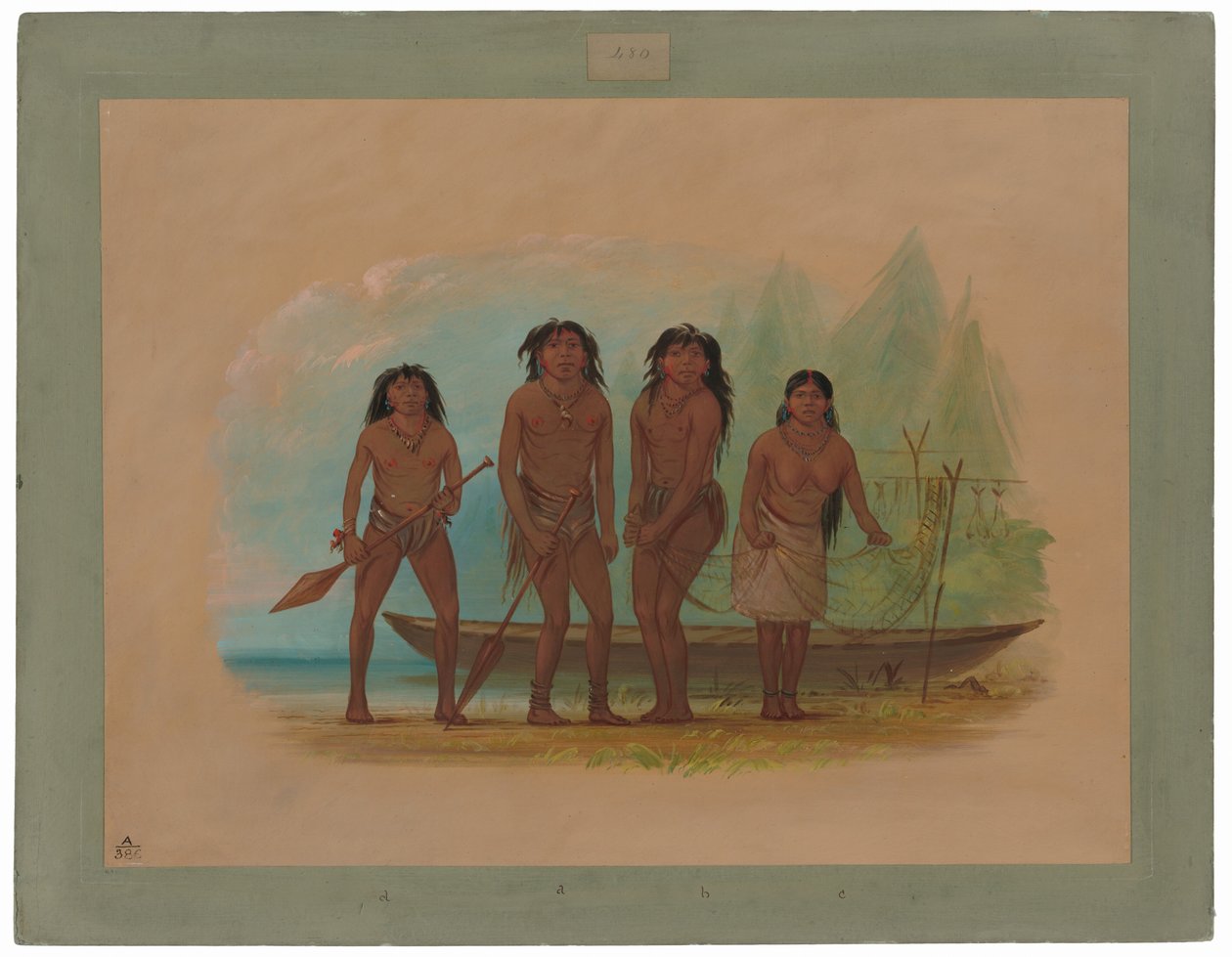 Four Fuegian Indians by George Catlin