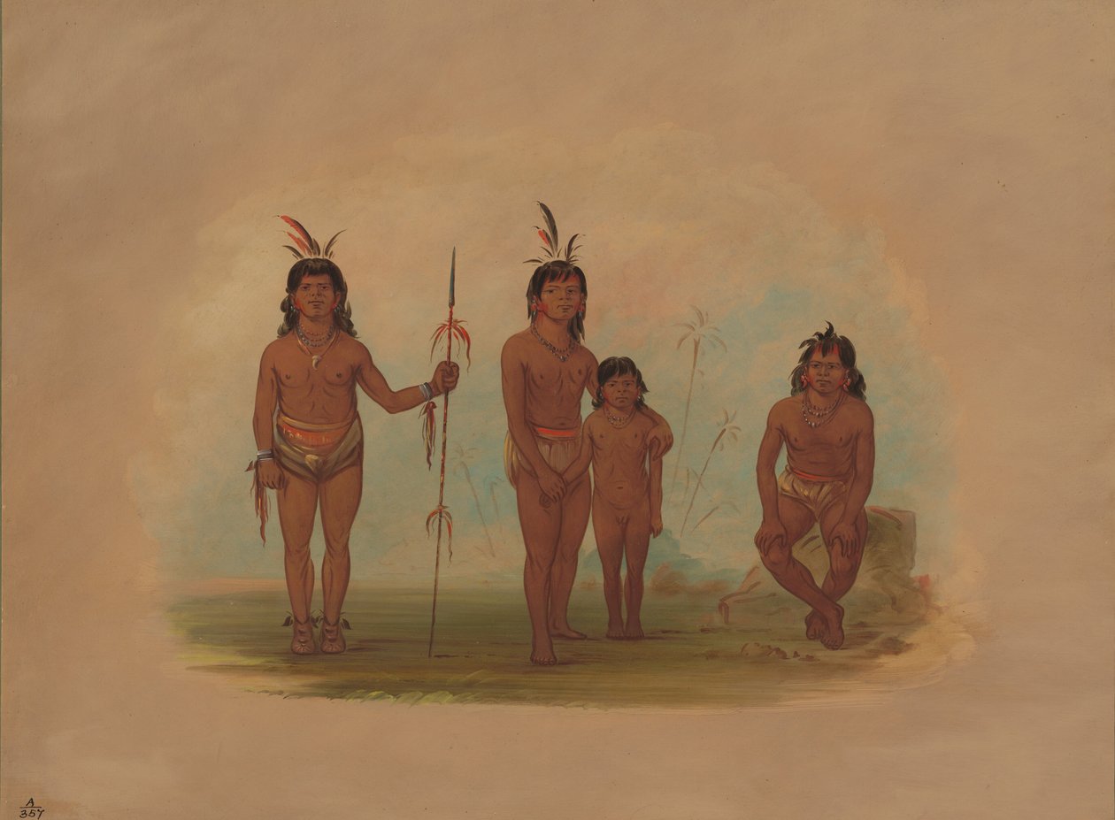 Four Goo-a-give Indians, 1854-1869 by George Catlin