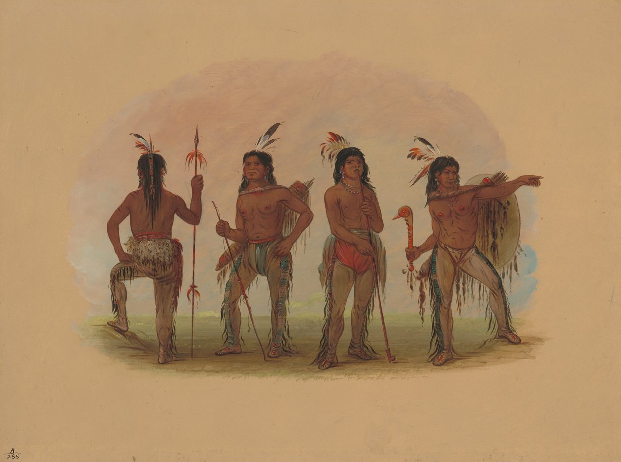 Four Navaho Warriors by George Catlin