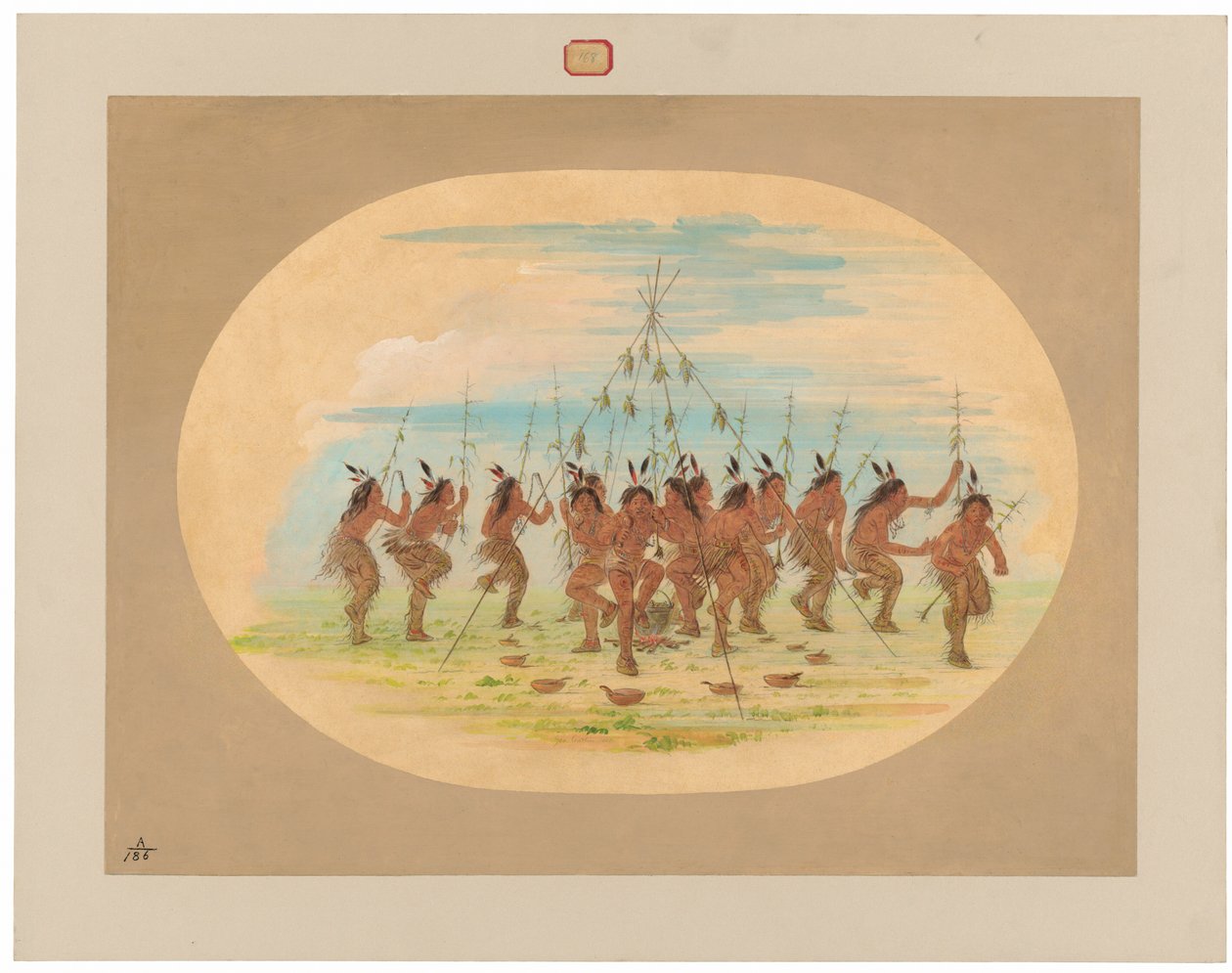 Green Corn Dance - Minatarrees by George Catlin