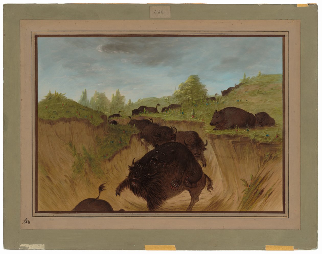 Grizzly Bears Attacking Buffalo by George Catlin