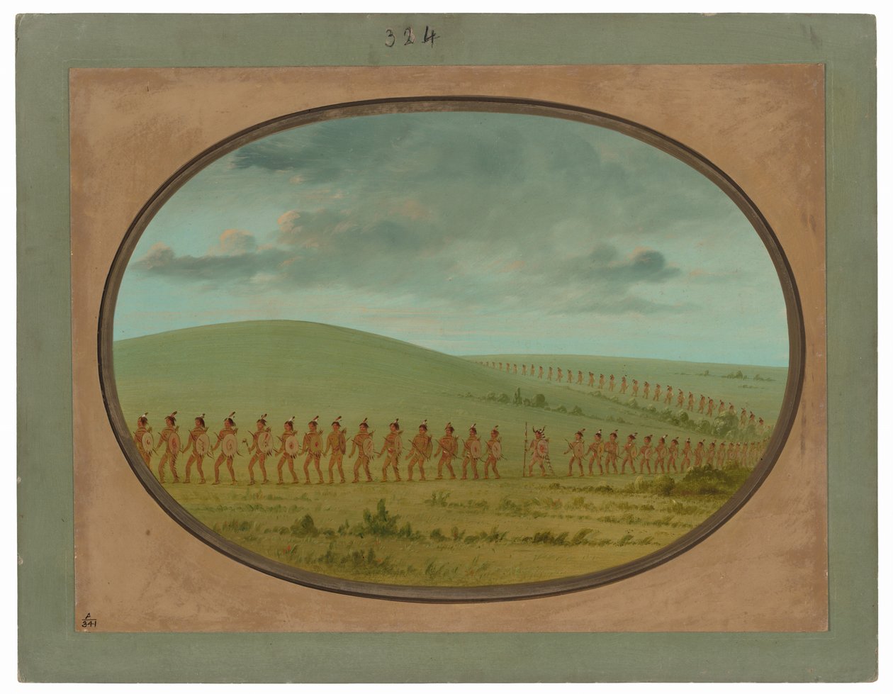 Indian File - Iowa by George Catlin