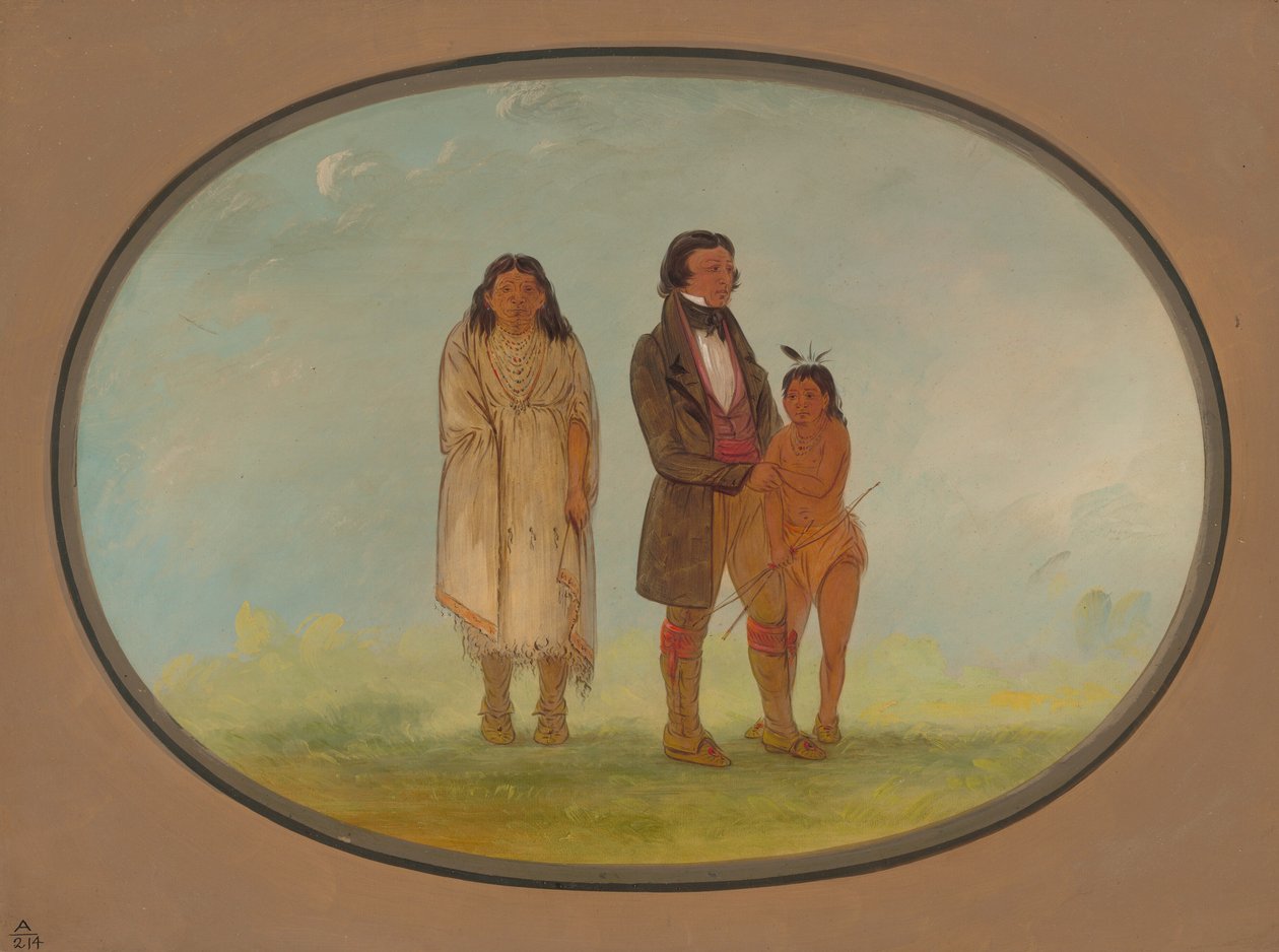 Kaskaskia Chief, His Mother, and Son, 1861-1869 by George Catlin