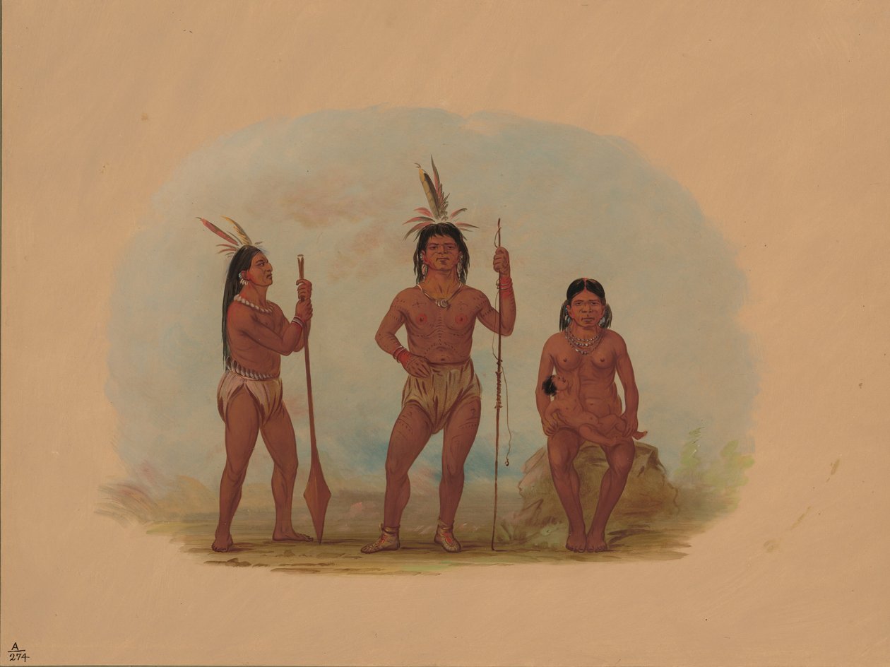 Klahoquaht Chief, His Wife, and Son by George Catlin