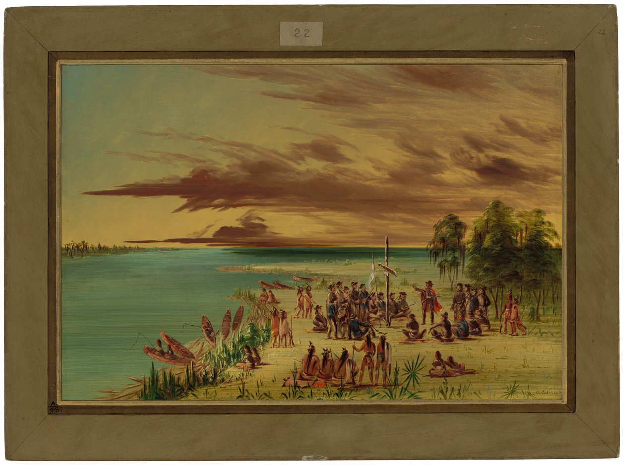 La Salle Claiming Louisiana for France, April 9, 1682 by George Catlin