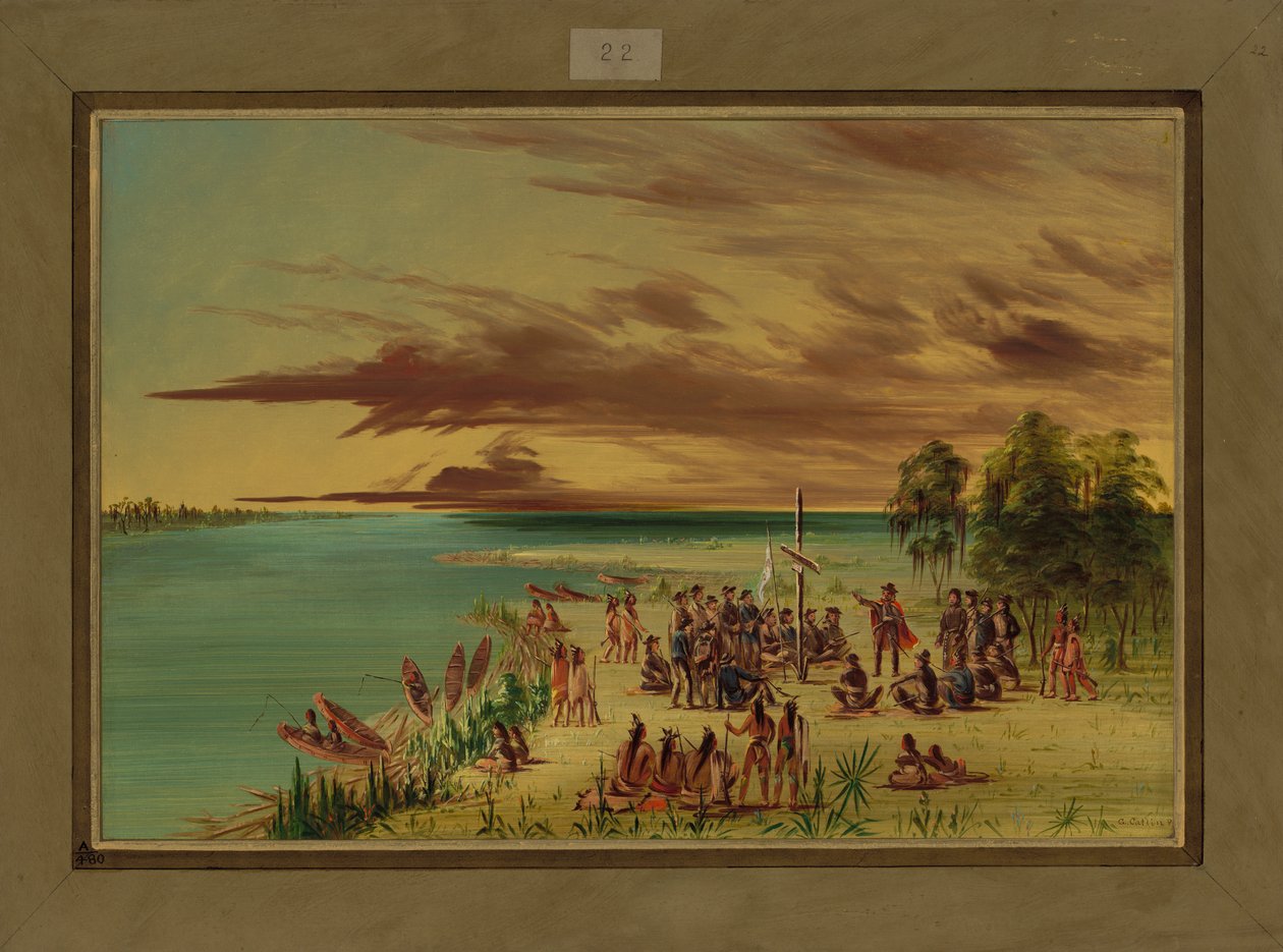 La Salle Claiming Louisiana for France, April 9th 1682 by George Catlin