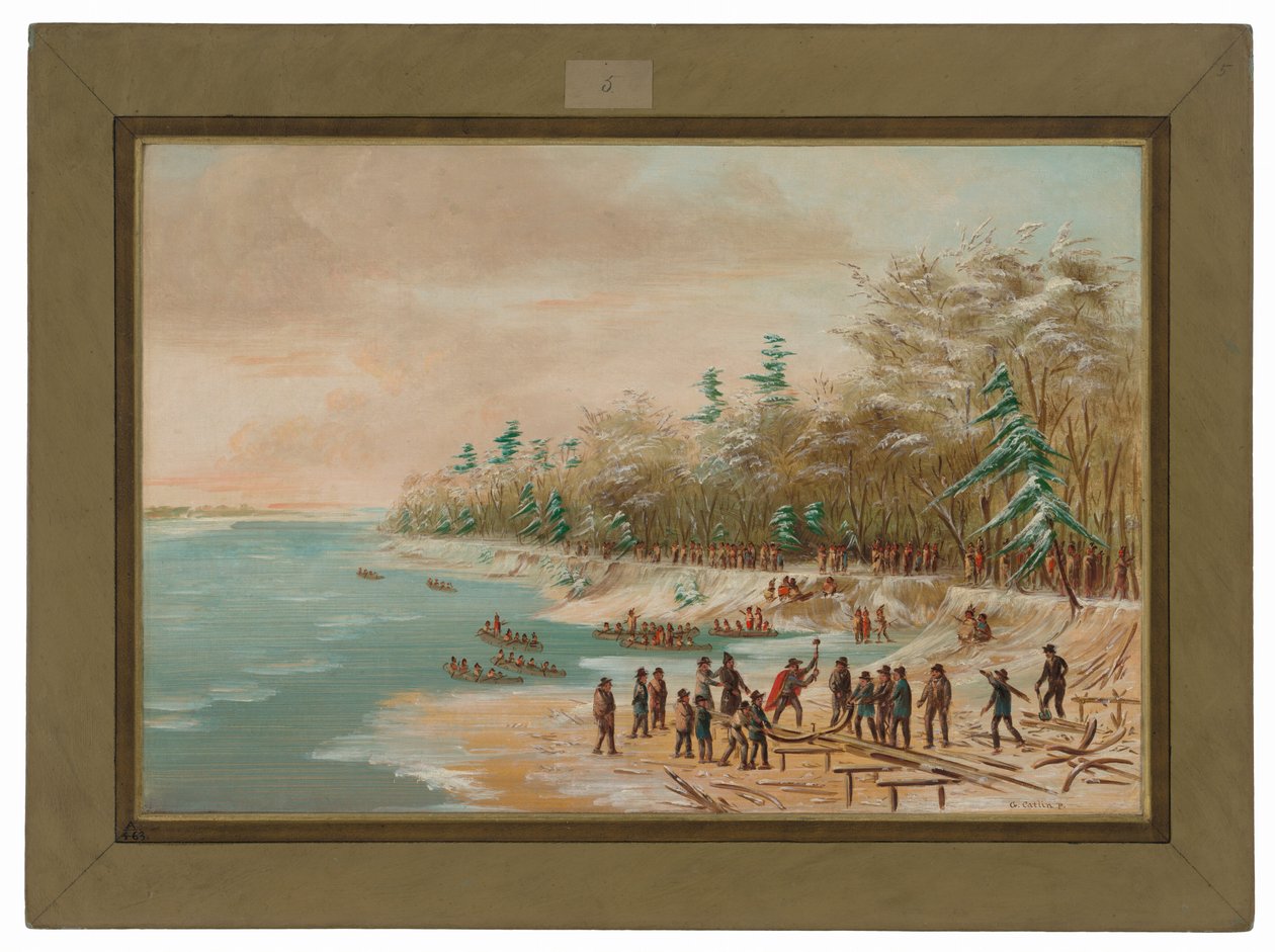 La Salle Driving the First Bolt for the Griffin. January 26 by George Catlin