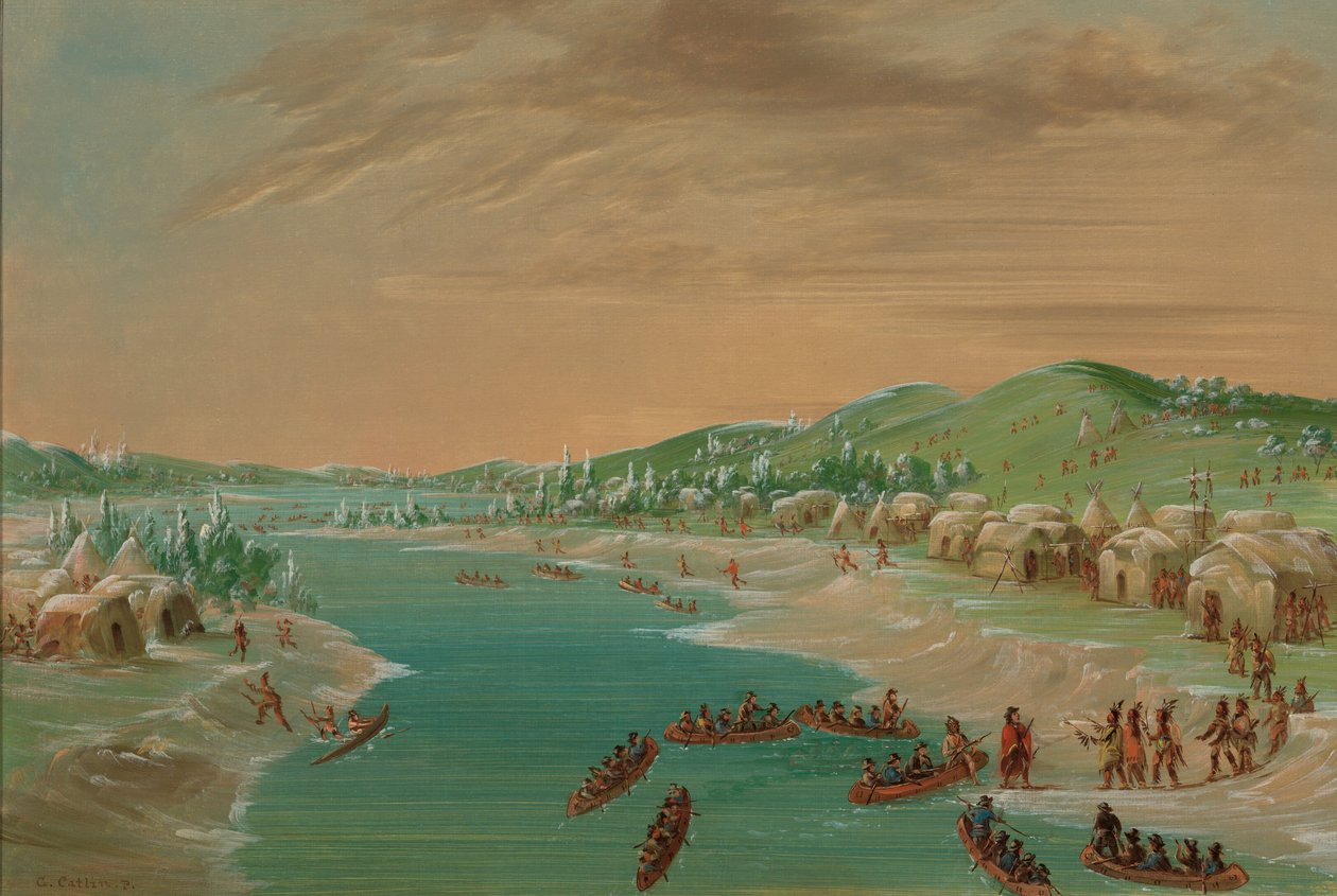 La Salle and Party Arrive at the Village of the Illinois. January 1, 1680 by George Catlin