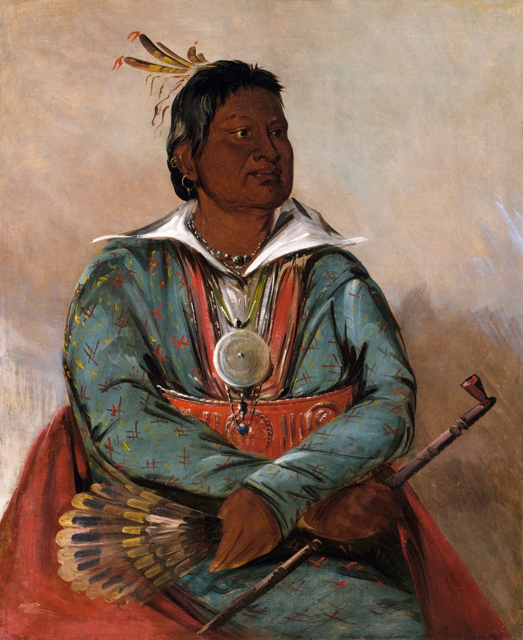 Mó-sho-la-túb-bee, He Who Puts Out and Kills, Chief of the Tribe, 1834 by George Catlin