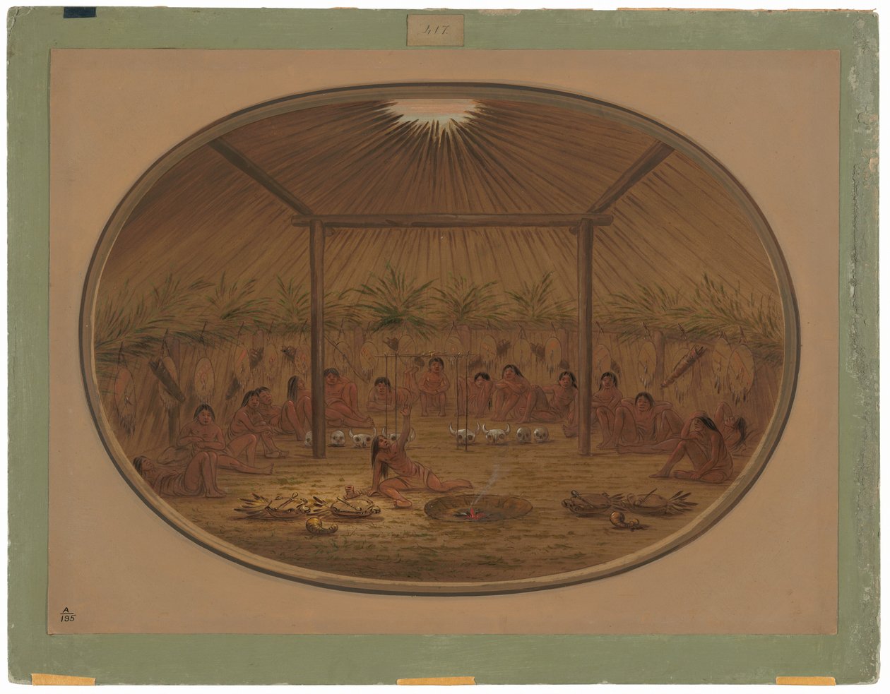 Mandan Ceremony - The Water Sinks Down by George Catlin
