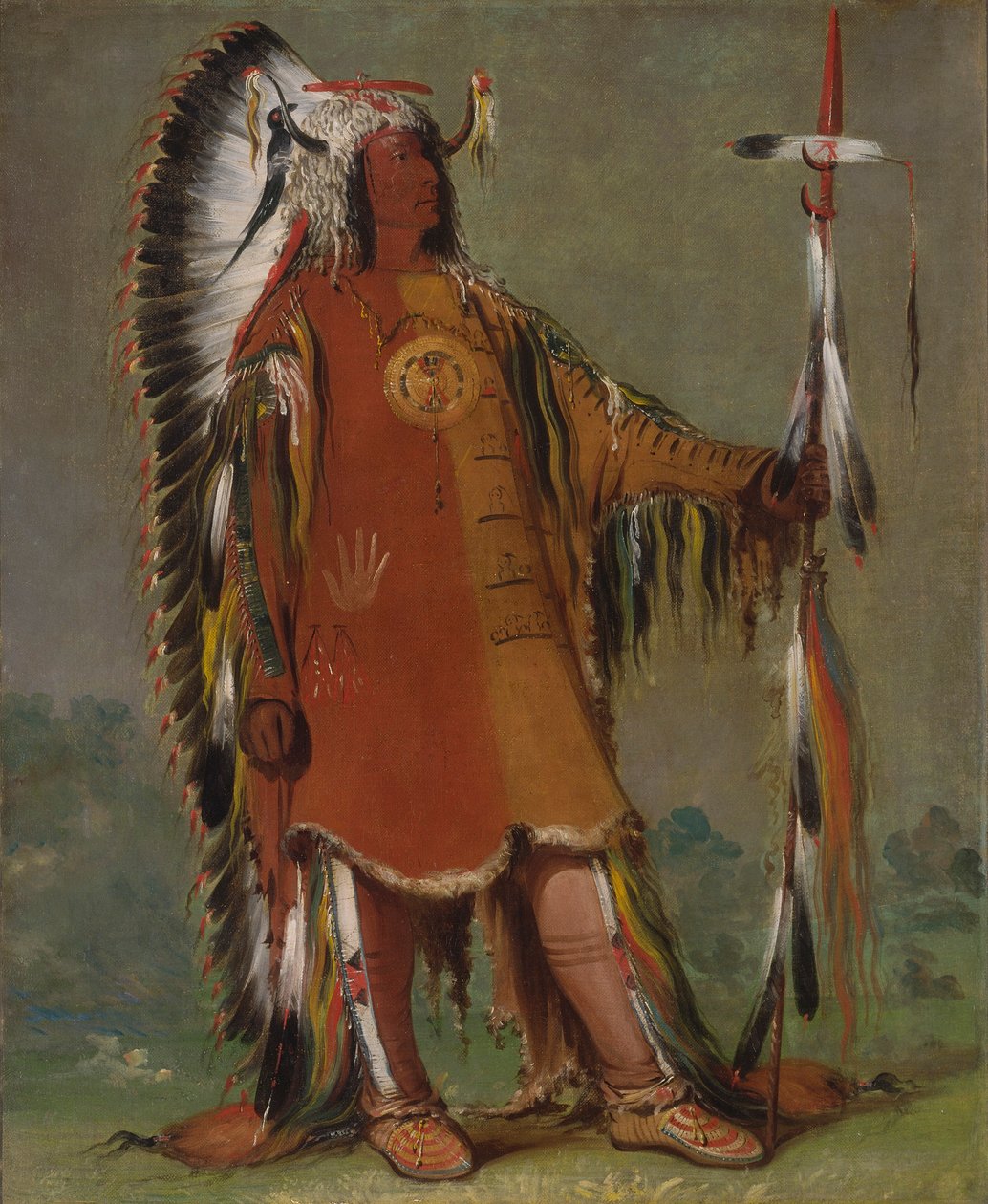 Máh-to-tóh-pa, Four Bears, Second Chief, in Full Dress by George Catlin