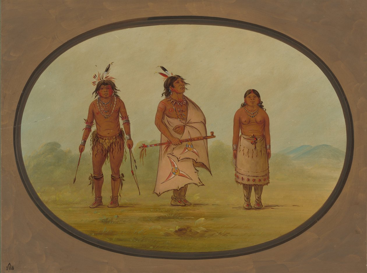 Mohave Chief, a Warrior, and His Wife, 1855-1869 by George Catlin