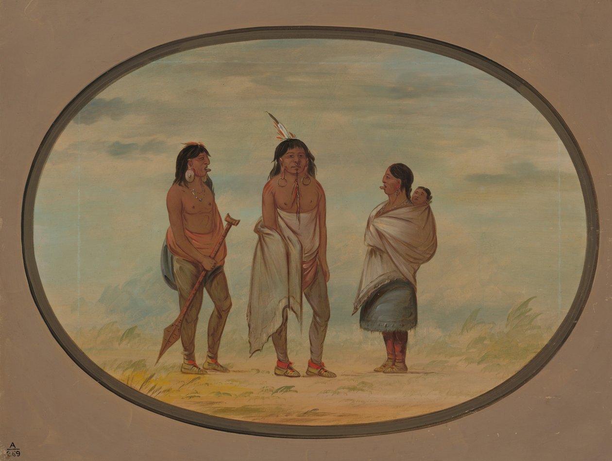 Nayas Indian Chief, His Wife, and a Warrior by George Catlin