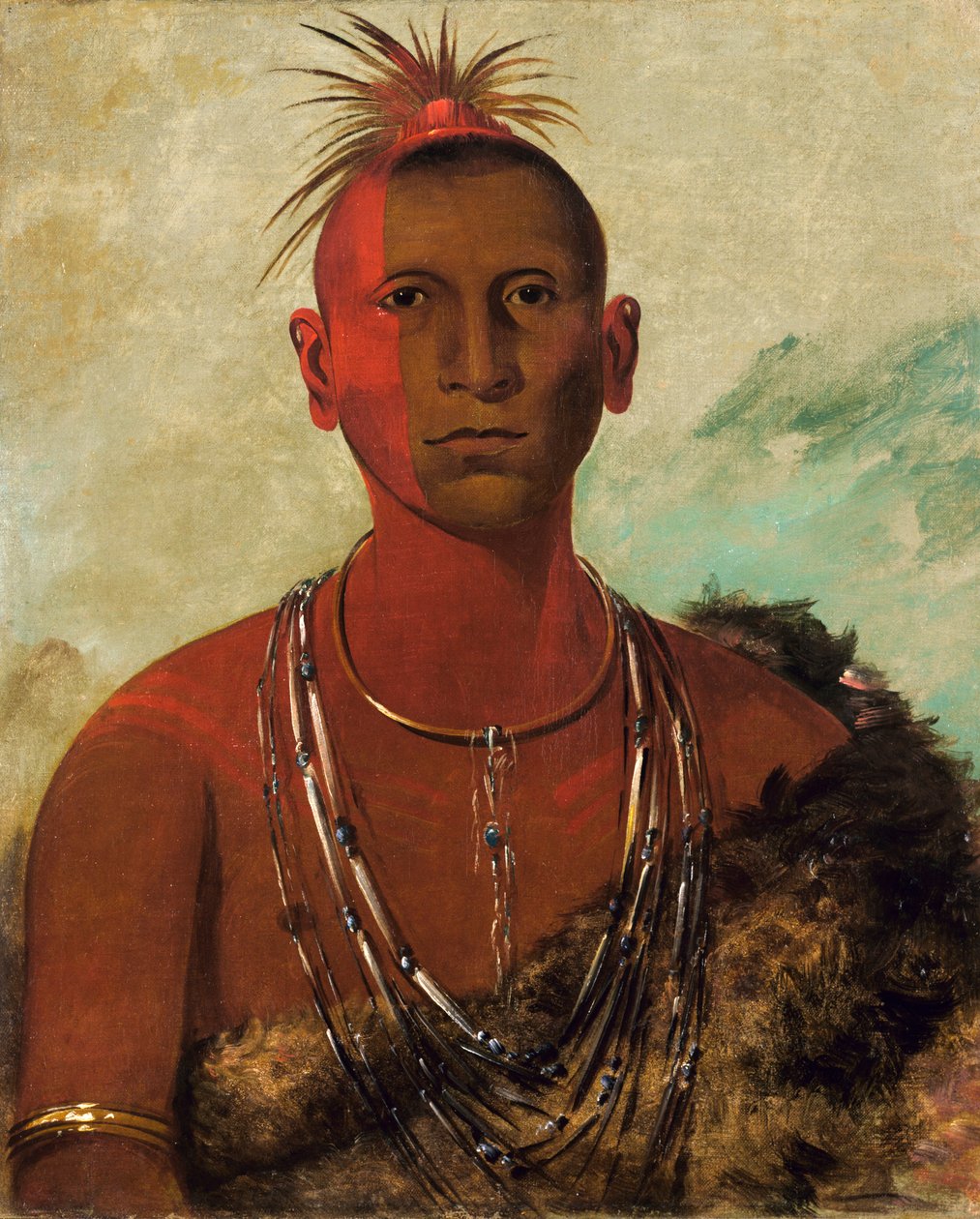 Náh-se-ús-kuk, Whirling Thunder, Eldest Son of Black Hawk, 1832 by George Catlin