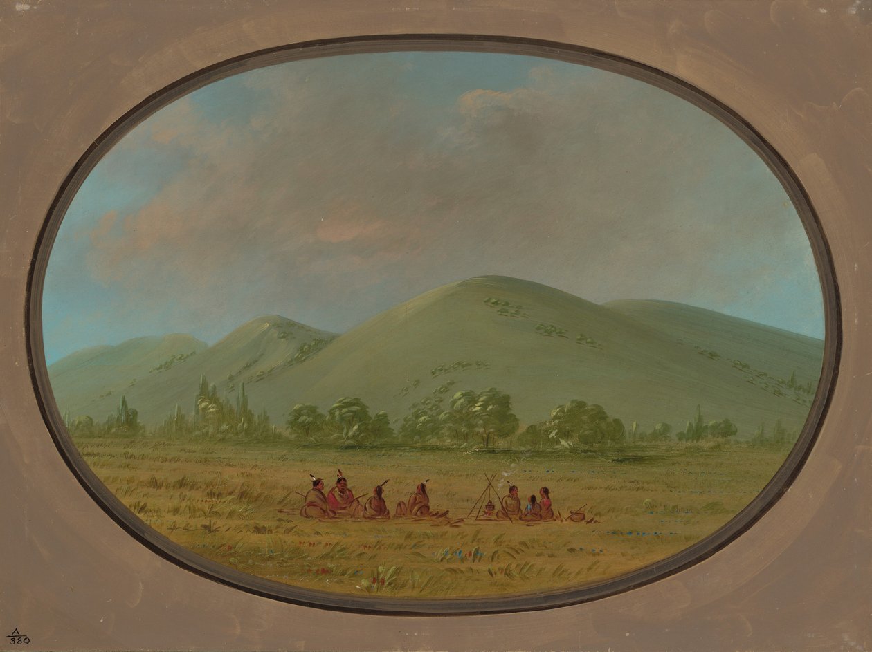 Nishnabotana Bluffs, Upper Missouri by George Catlin