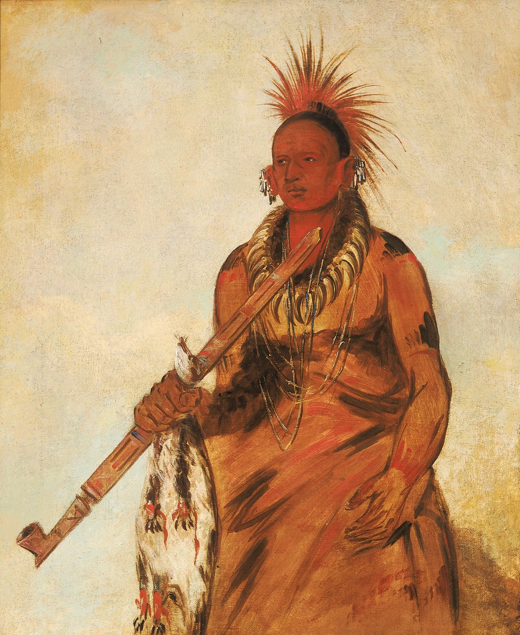 No-o-mún-nee, Walks in the Rain, a Warrior by George Catlin