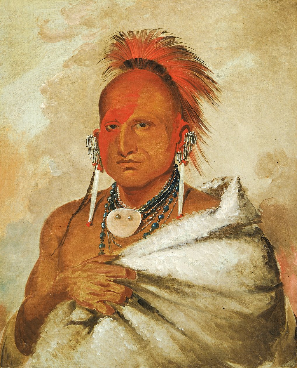 O-rón-gás-see, Bear-catcher, a Celebrated Warrior, 1832 by George Catlin